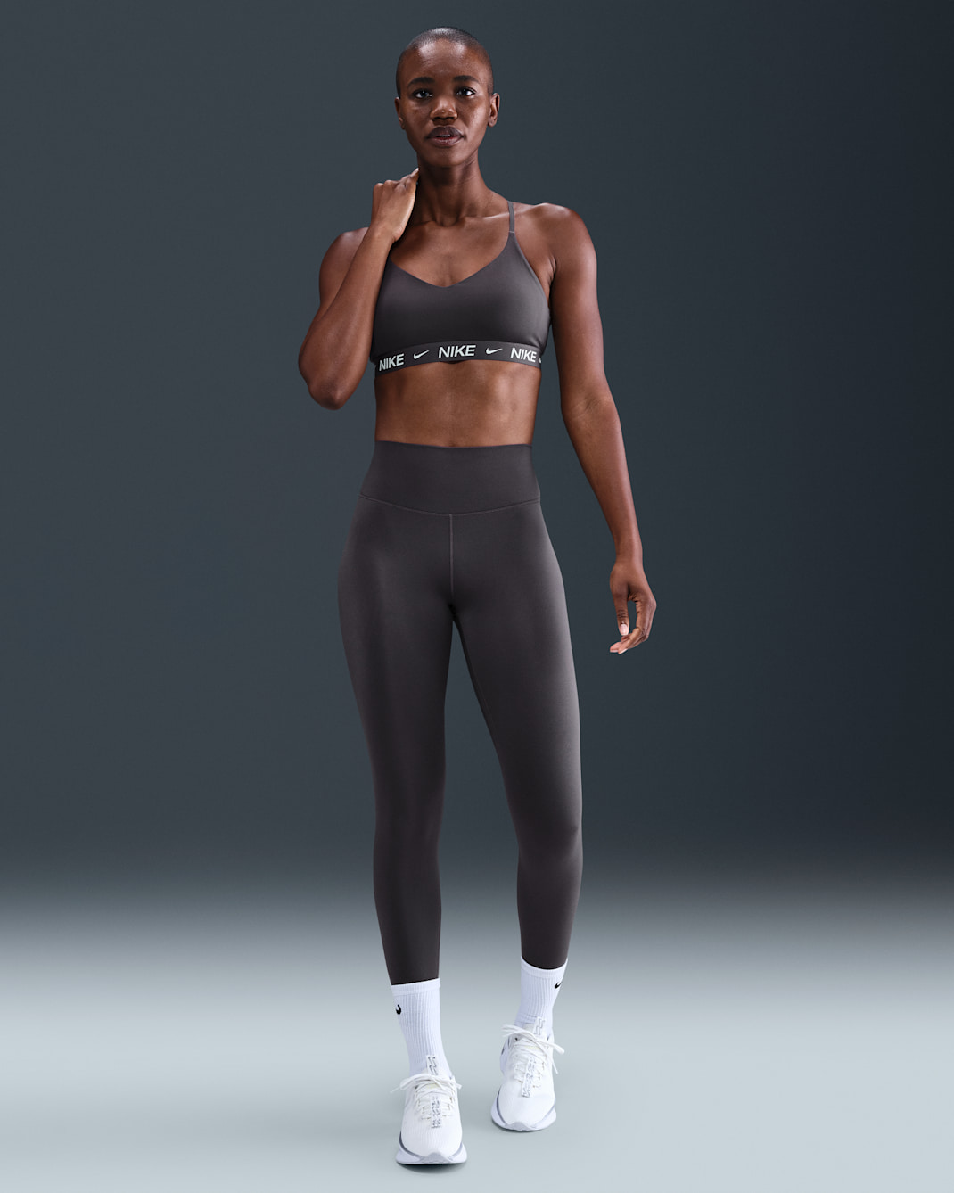 Nike One Women's Therma-FIT High-Waisted Full-Length Leggings - Thunder Grey/White