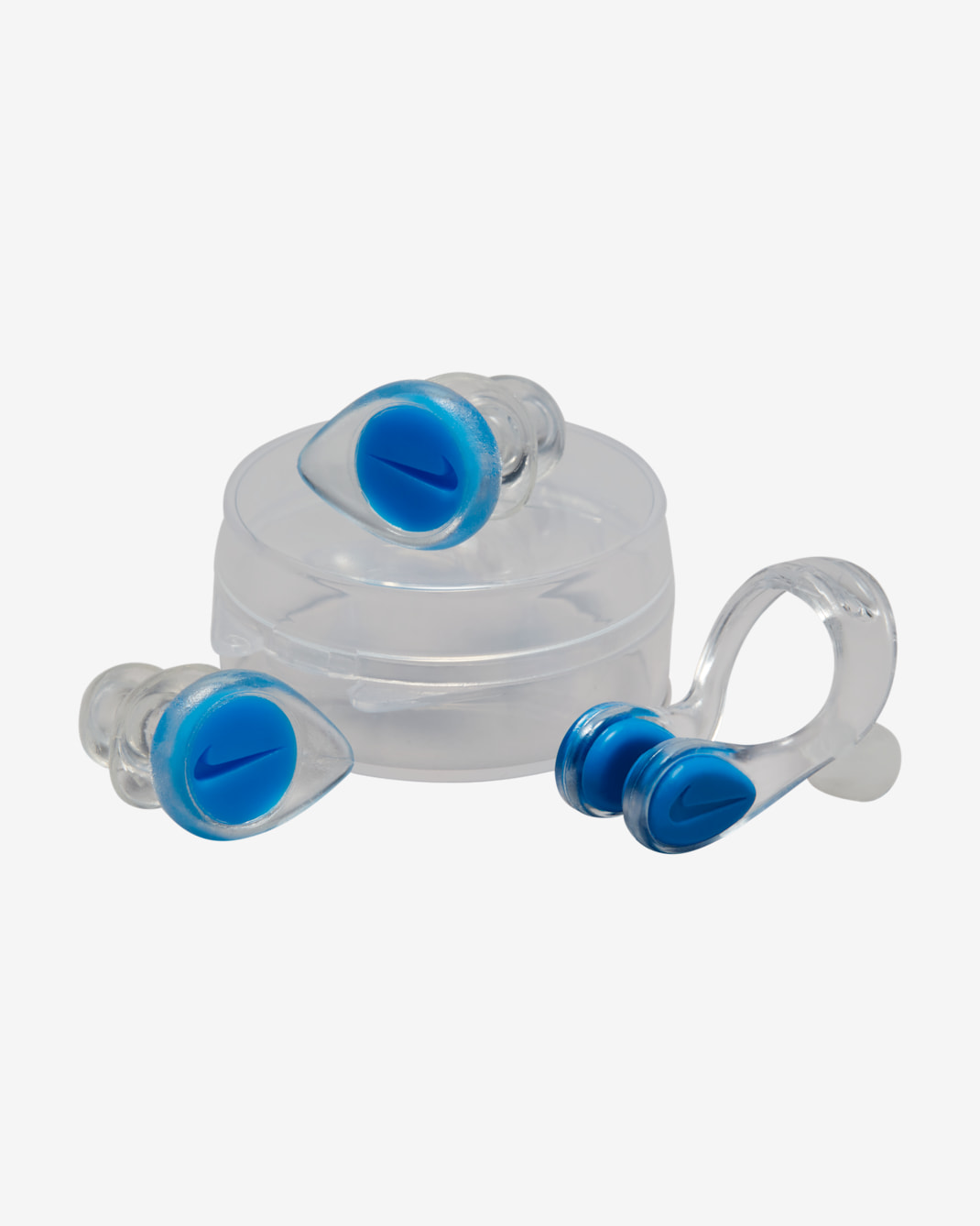 Juego de pinzas para la nariz y tapones para los oídos Nike - Transparente/Azul foto/Azul foto