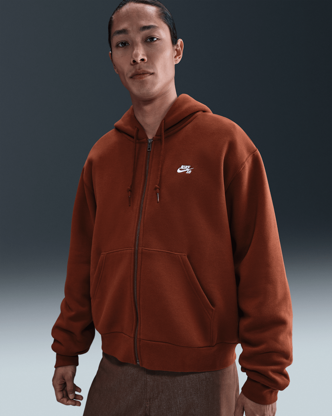 Nike SB Full-Zip Fleece Skate Hoodie - Cinnamon/White