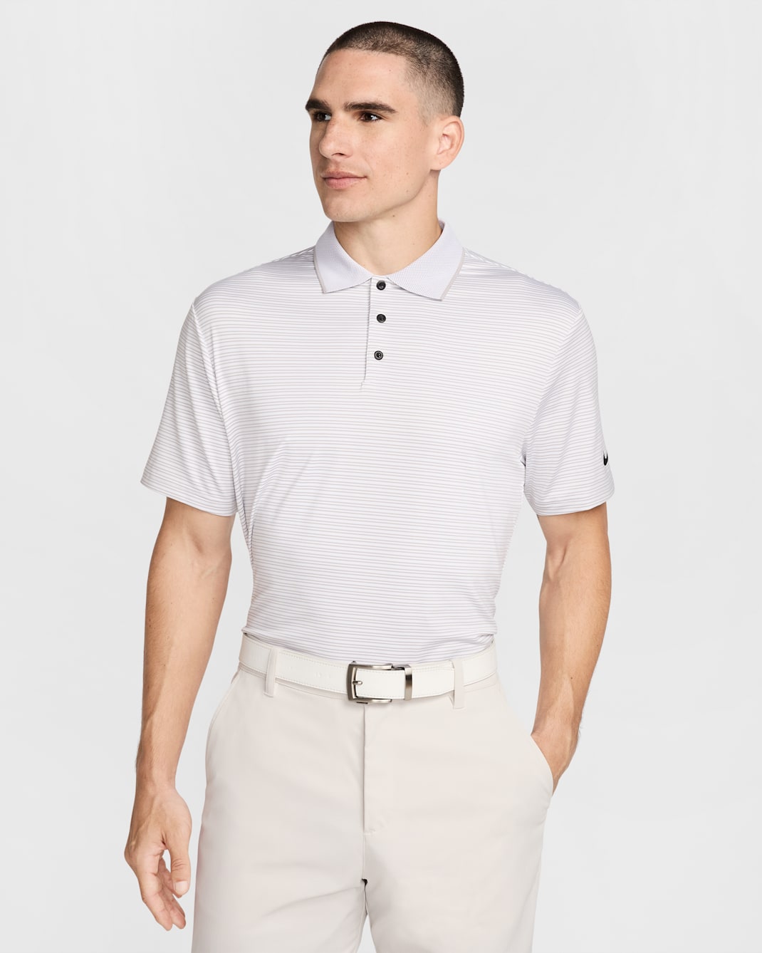 Nike Tour Men's Dri-FIT Striped Golf Polo - White/Black
