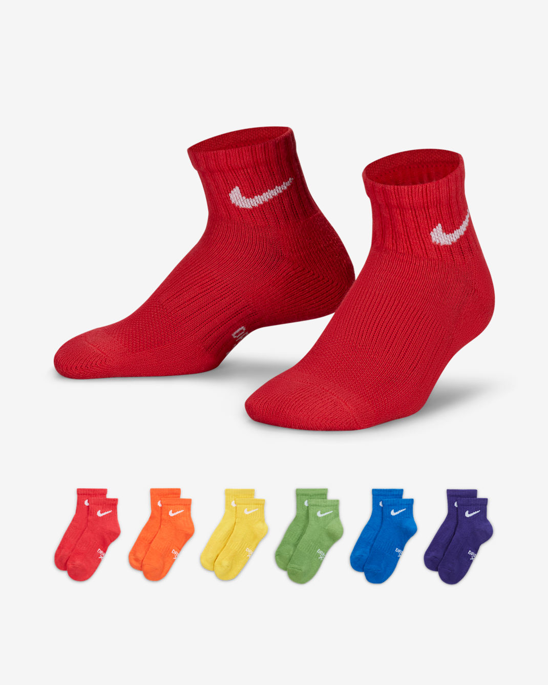 Nike Dri-FIT Younger Kids' Ankle Socks (6-Pack) - Multi-Colour