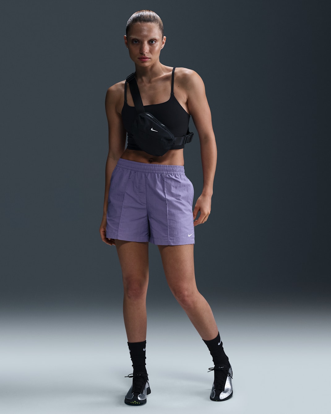 Nike Sportswear Everything Wovens Women's Mid-Rise 5" Shorts - Dusty Amethyst/White