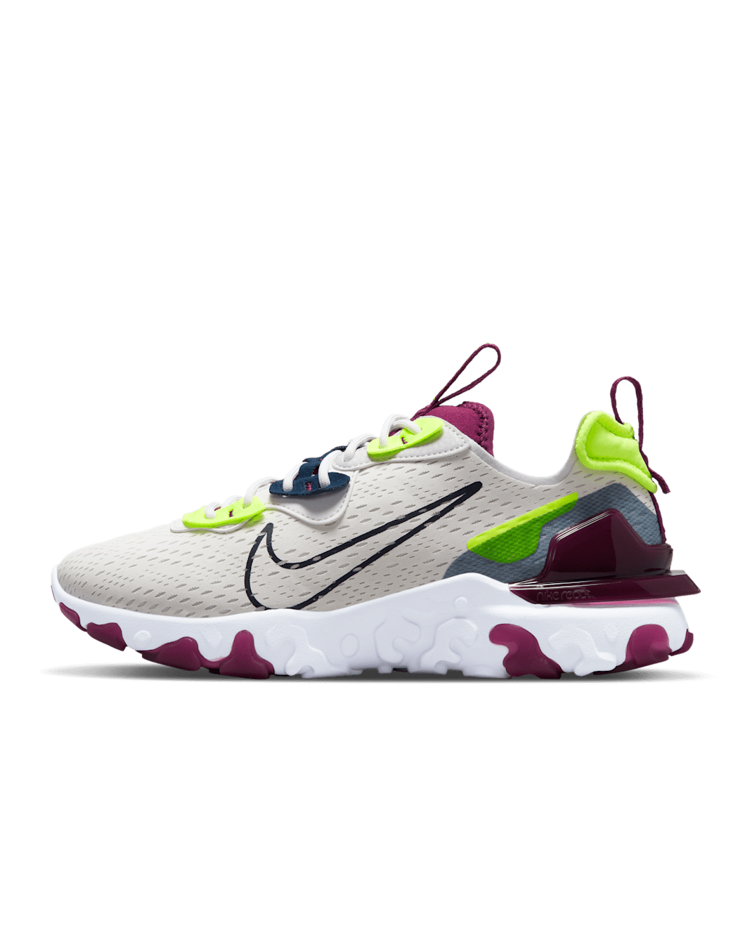 Nike React Vision Women's Shoe - Summit White/Volt/Dark Beetroot/Dark Obsidian