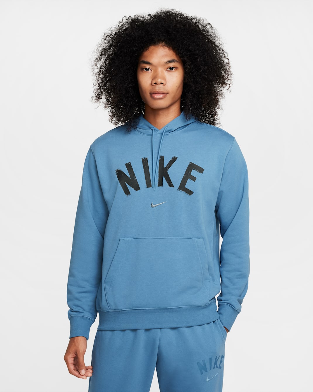 Sudadera con gorro sin cierre de fitness Dri-FIT de French Terry para hombre Nike Swoosh - Tormenta del Egeo/Tormenta del Egeo/Negro