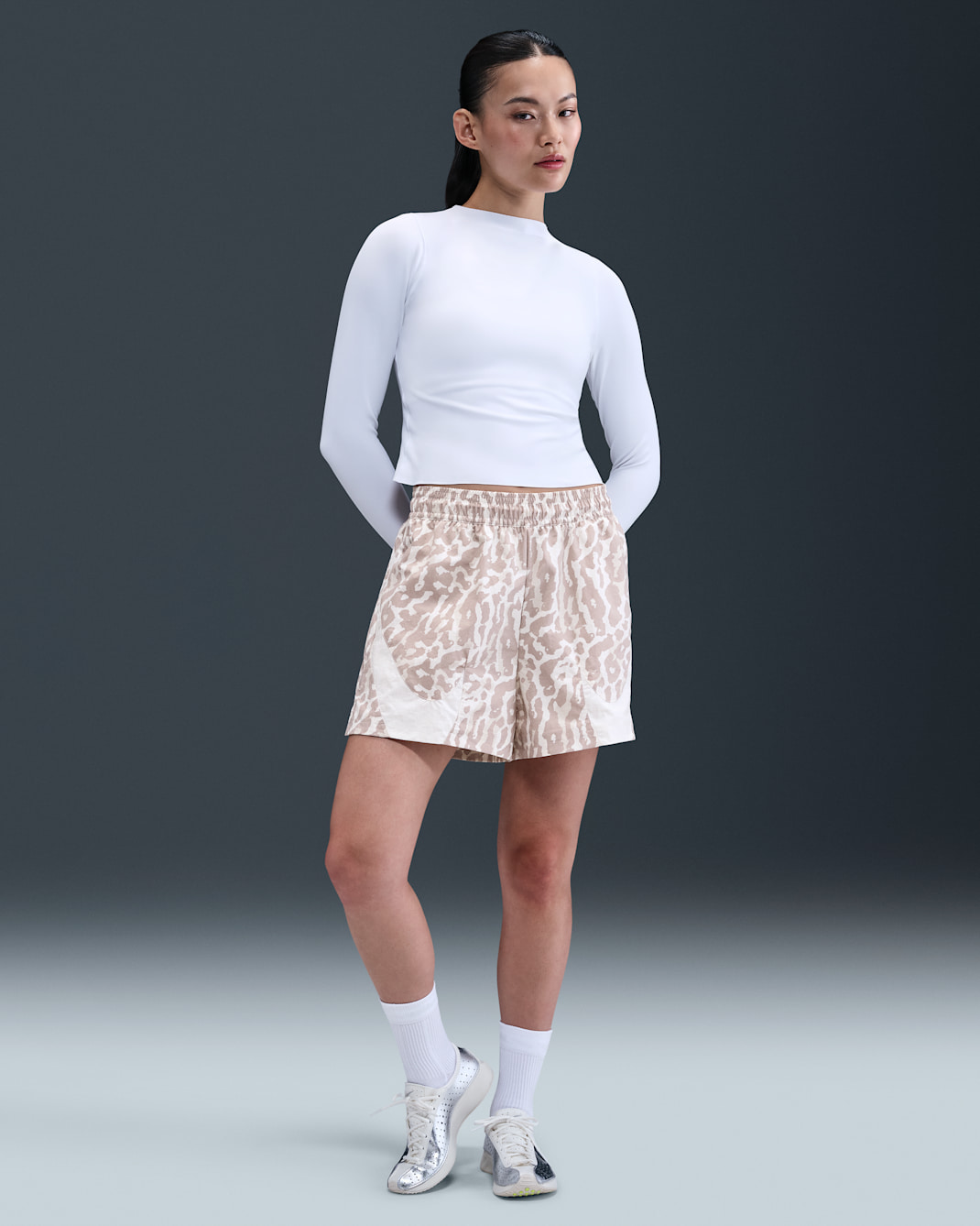 Nike Sportswear Women's Woven Printed Shorts - College Grey/Sail