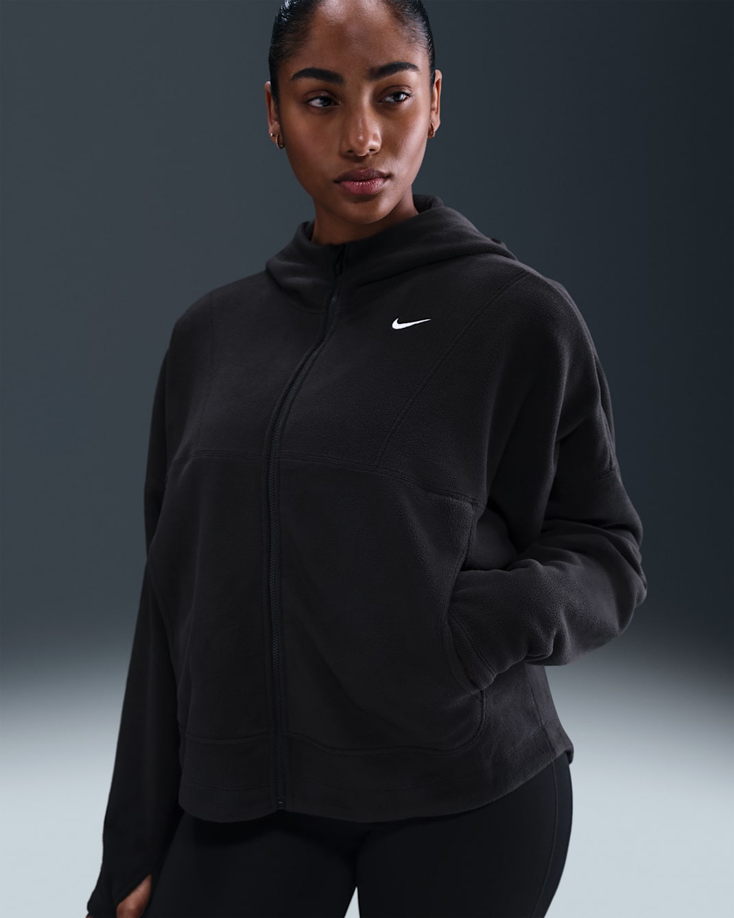 Nike One Women's Therma-FIT Full-Zip Top - Black/White