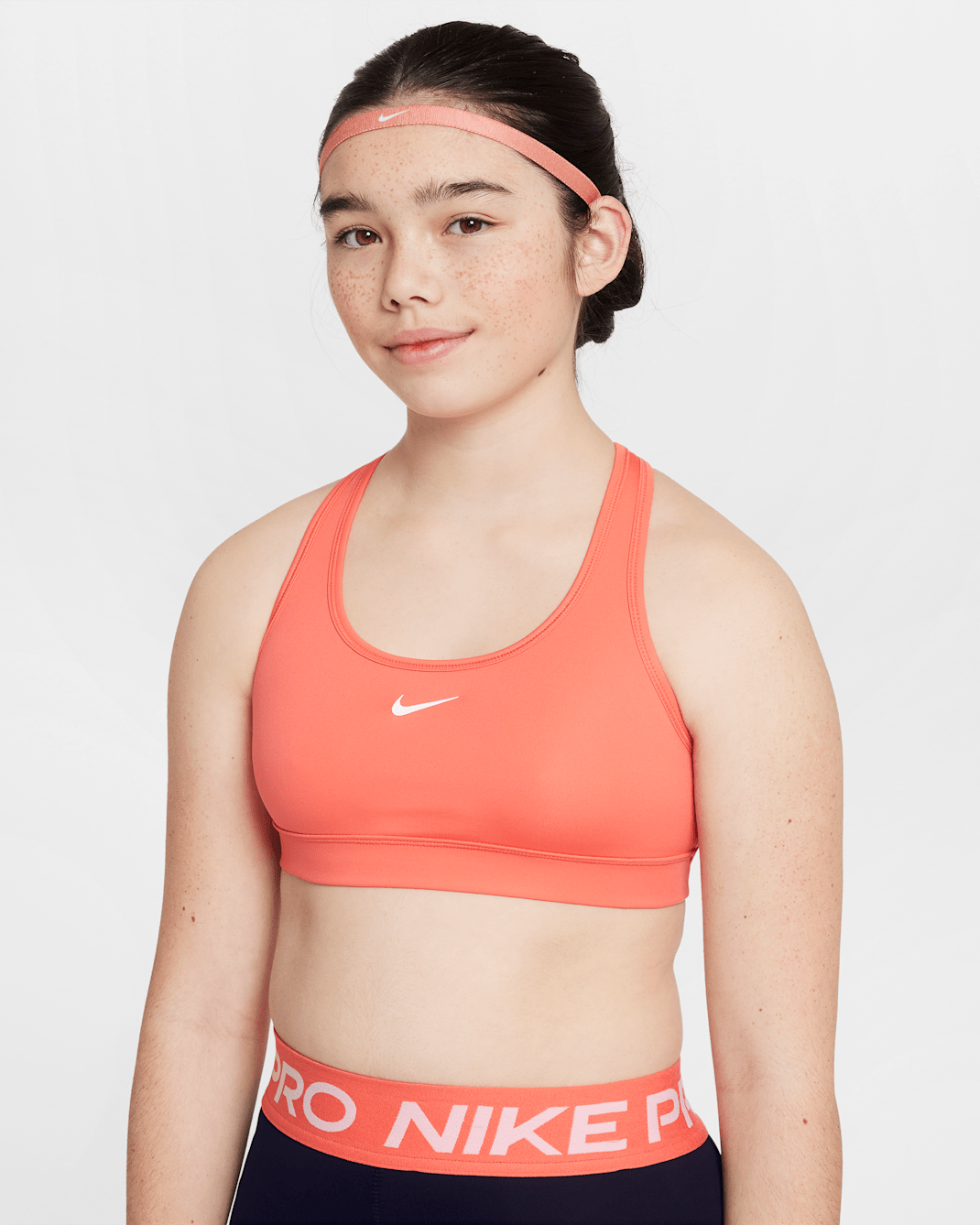 Nike Swoosh Girls' Sports Bra - Magic Ember/White