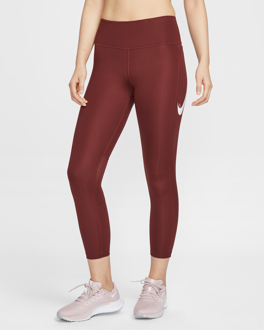 Nike Fast 女款中腰九分內搭褲 - Dark Team Red