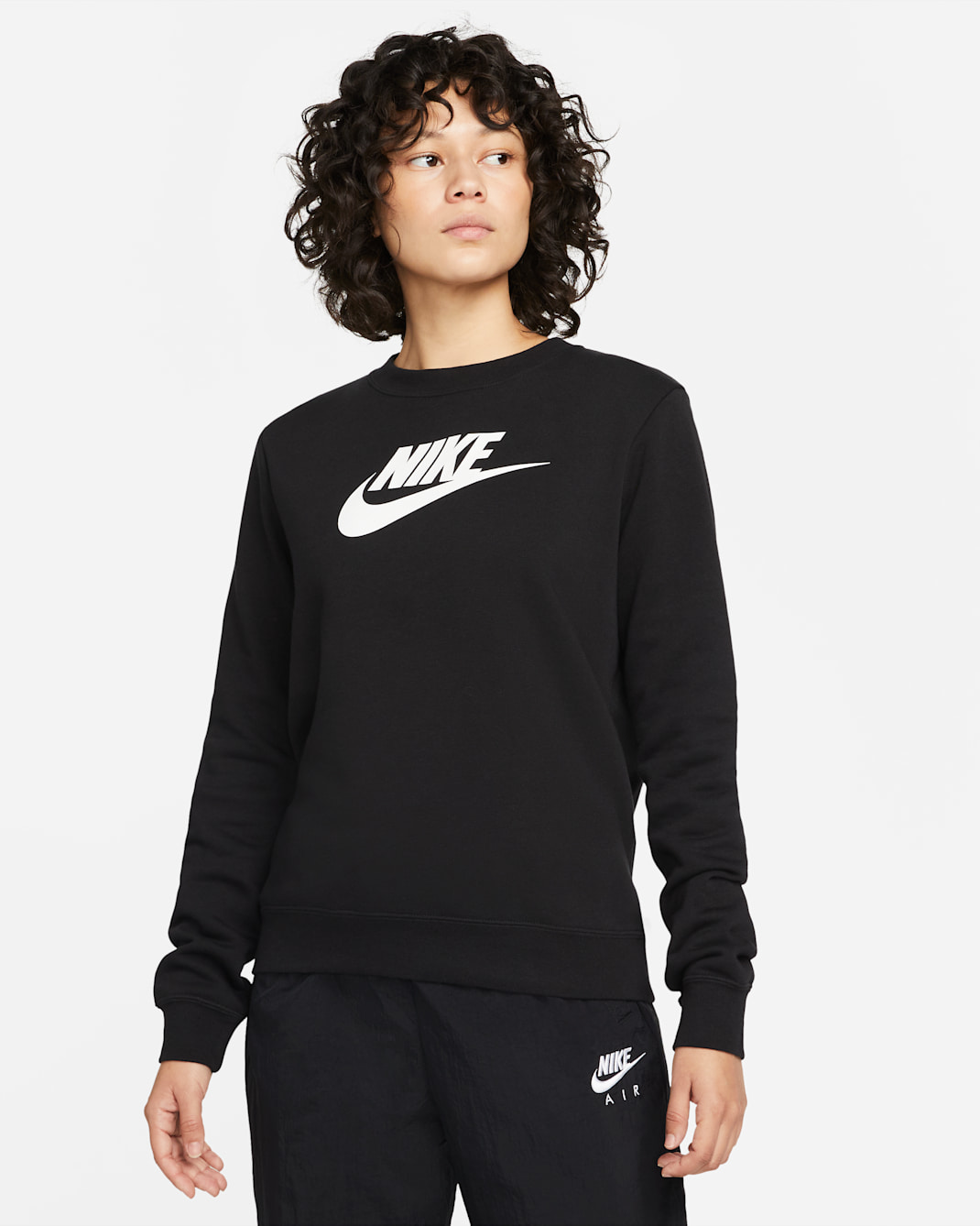 Nike Sportswear Club Fleece Women's Logo Crew-Neck Sweatshirt - Black/White