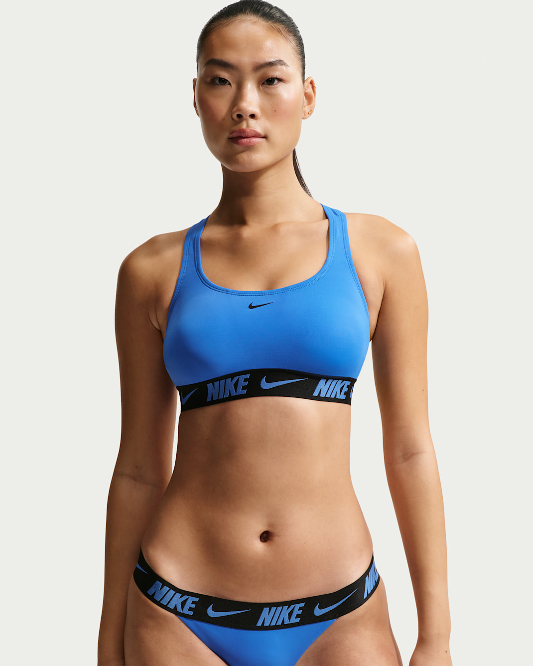 Parte superior del bikini con espalda deportiva para mujer Nike Swim - Azul cristal/Negro