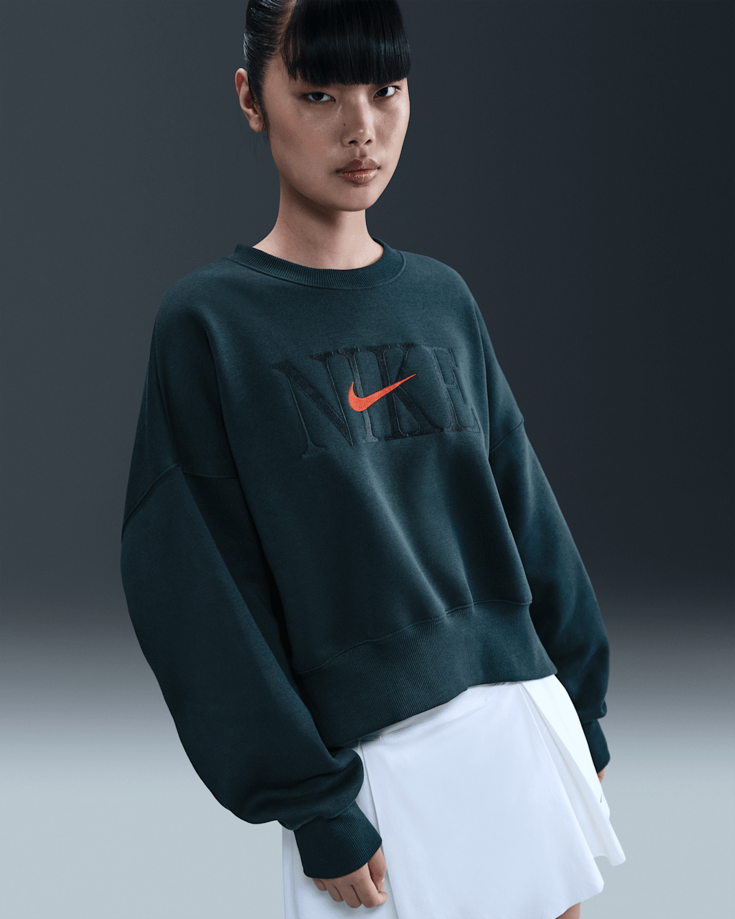 Nike Sportswear Phoenix Fleece Women's Oversized Crew-Neck Sweatshirt - Armory Navy/Picante Red