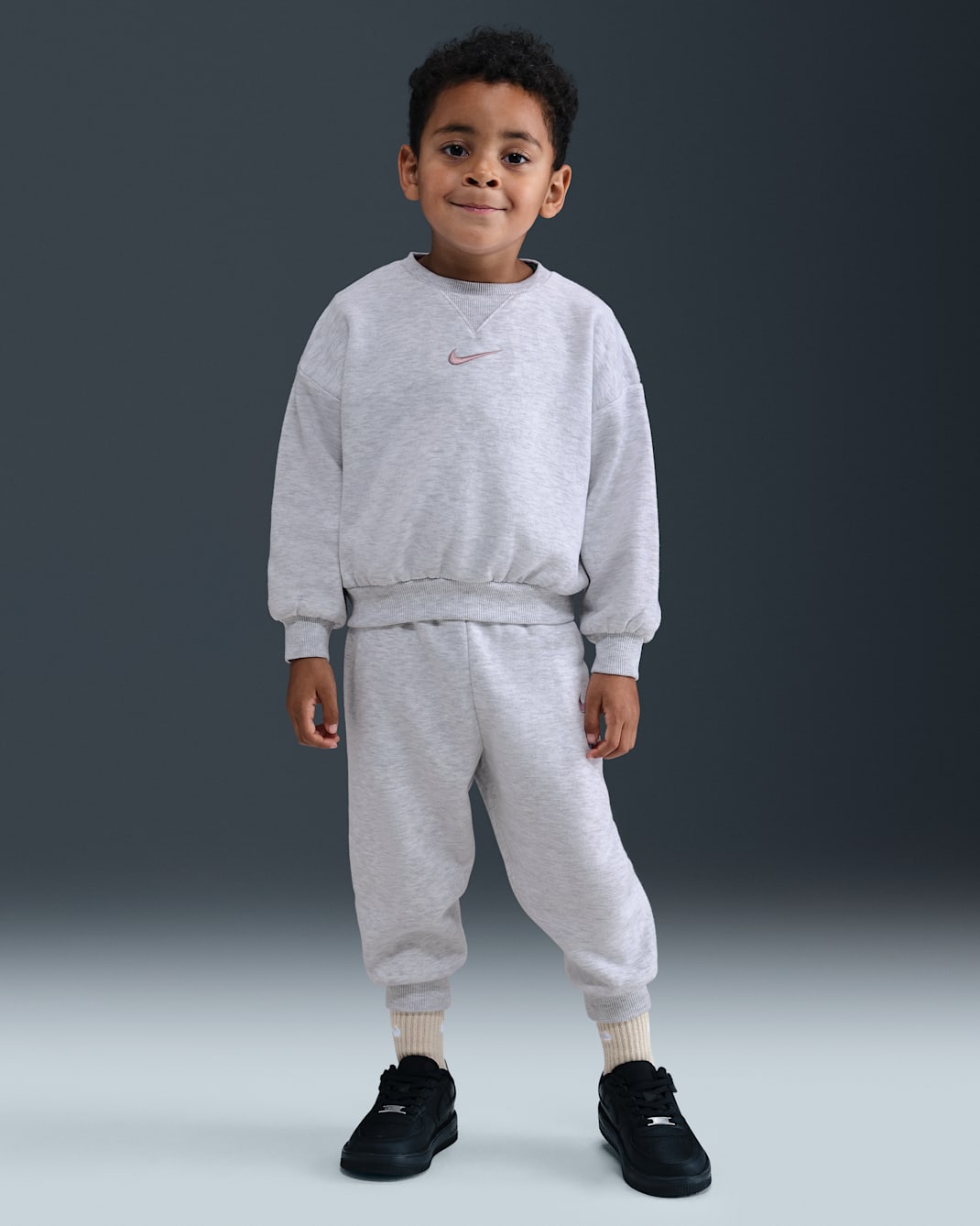 나이키 에센셜 베이비 투피스 플리스 크루 세트 - 버치 헤더