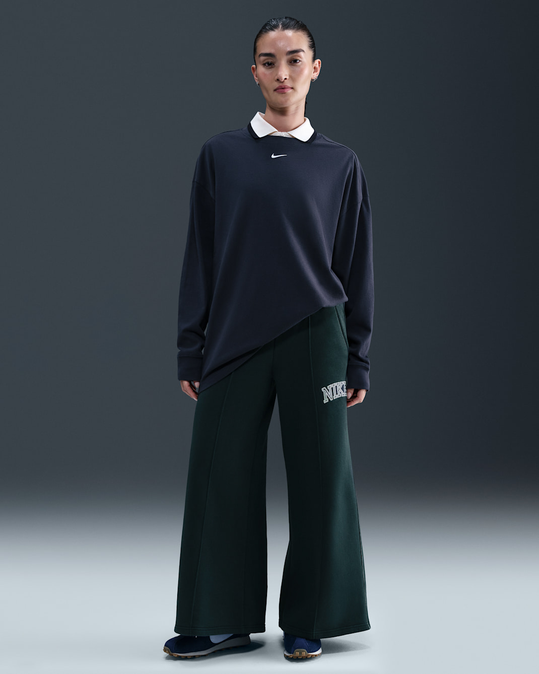 나이키 스포츠웨어 피닉스 플리스 여성 와이드 레그 스웻팬츠 - 씨위드