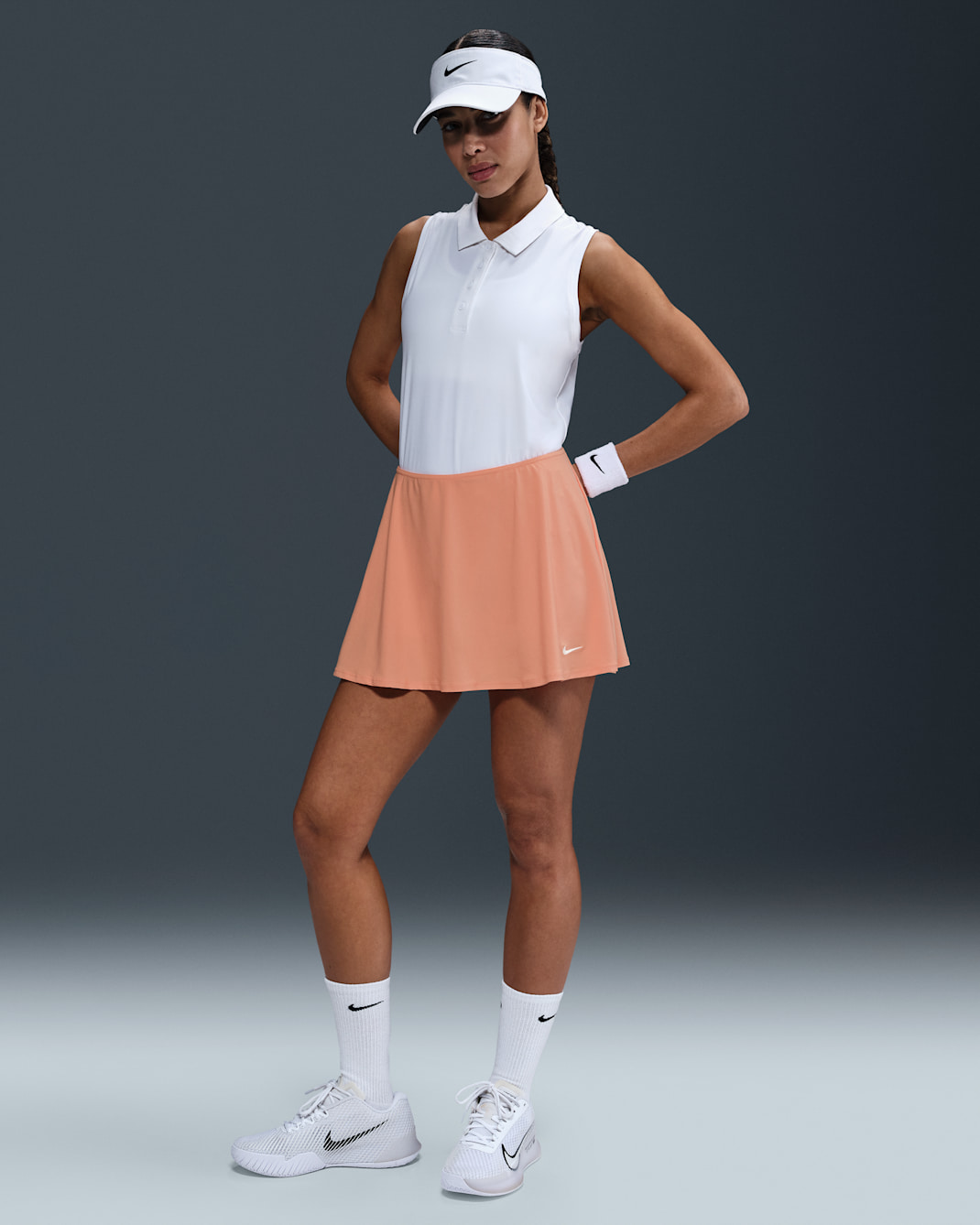 Falda de tenis Dri-FIT corta con volantes para mujer Nike Victory - Ágata melocotón/Blanco