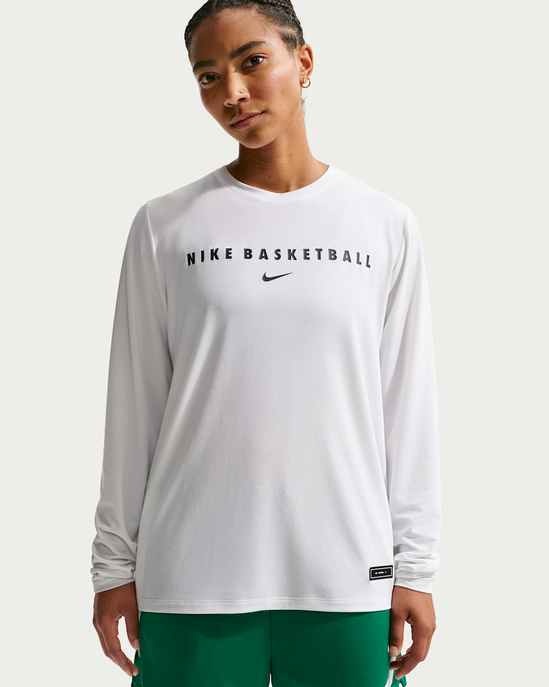 Nike Women's Dri-FIT Long-Sleeve Warm-Up Basketball Top - White/Black