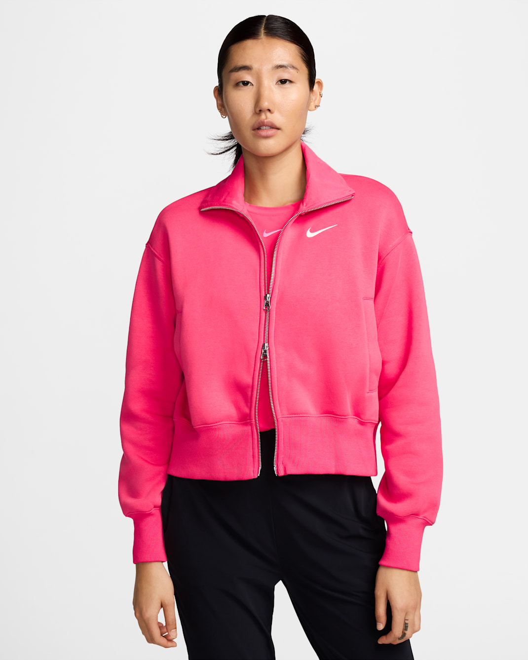 Nike Sportswear Phoenix Fleece 女款寬版田徑外套 - Aster Pink/Sail