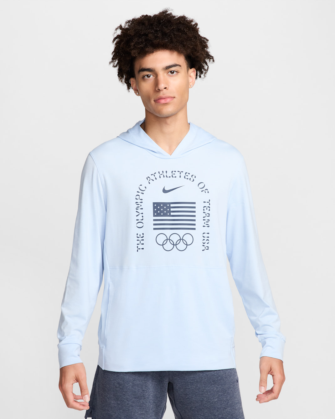 USA Restore Men's Nike Dri-FIT Yoga Lightweight Hoodie - Celestine Blue/Heather/Old Royal/Obsidian