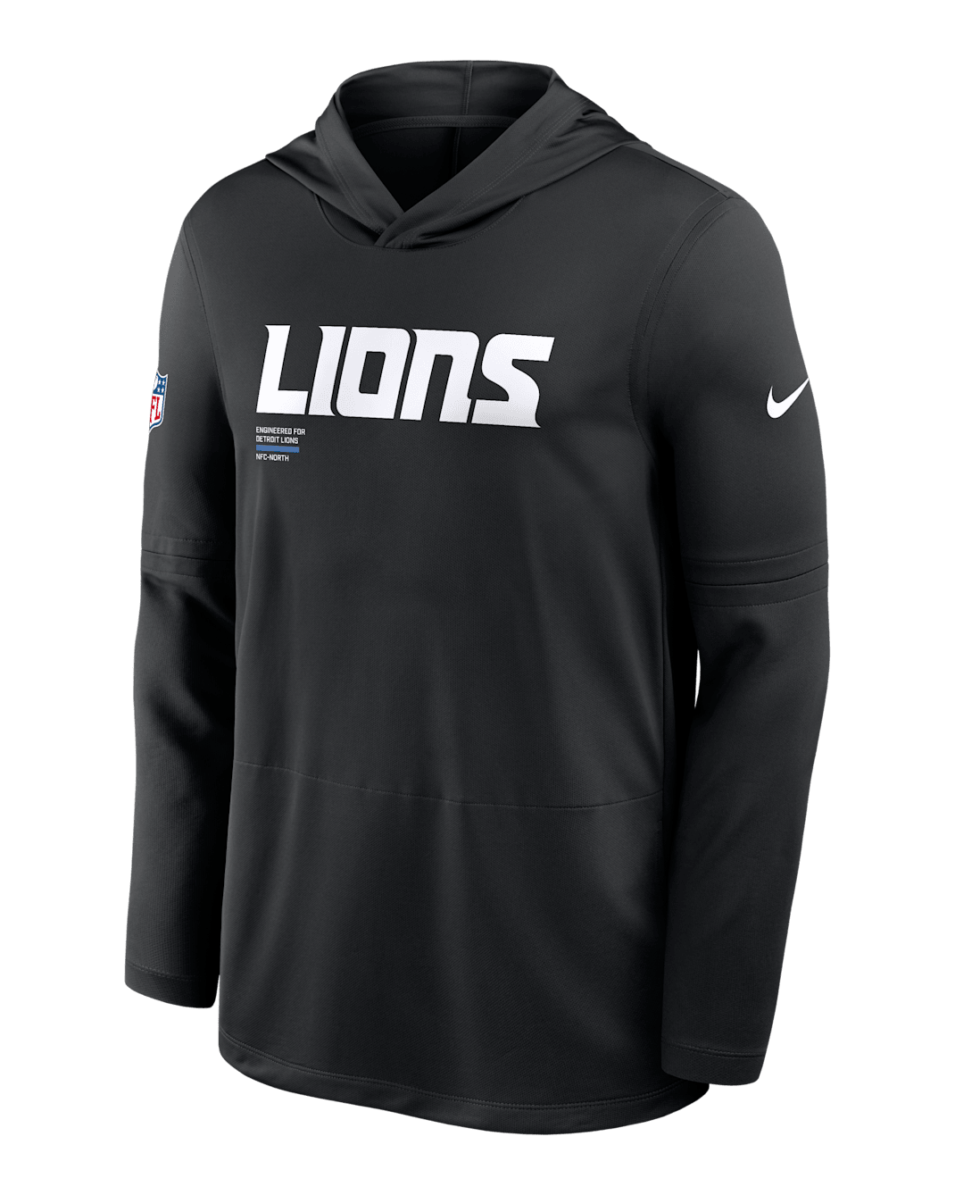 Detroit Lions Pure Fury Sideline Men's Nike Dri-FIT NFL Long-Sleeve Hooded Top - Black