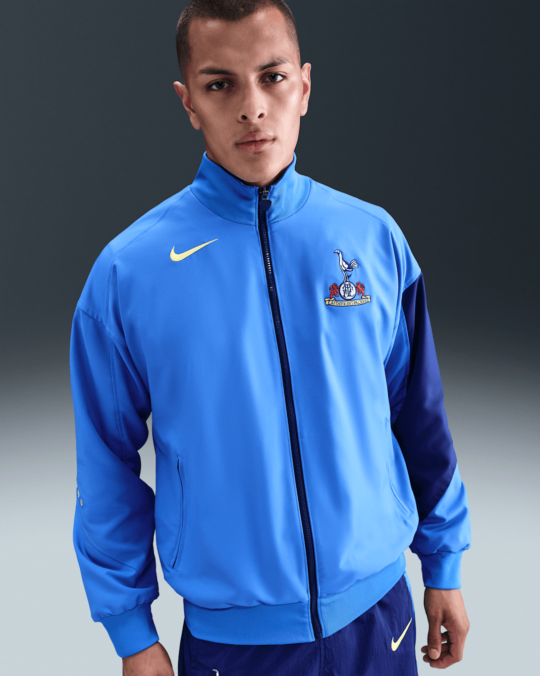 Tottenham Hotspur Strike Third Men's Nike Dri-FIT Total 90 Soccer Anthem Jacket - Pacific Blue/Blue Void/Dynamic Yellow