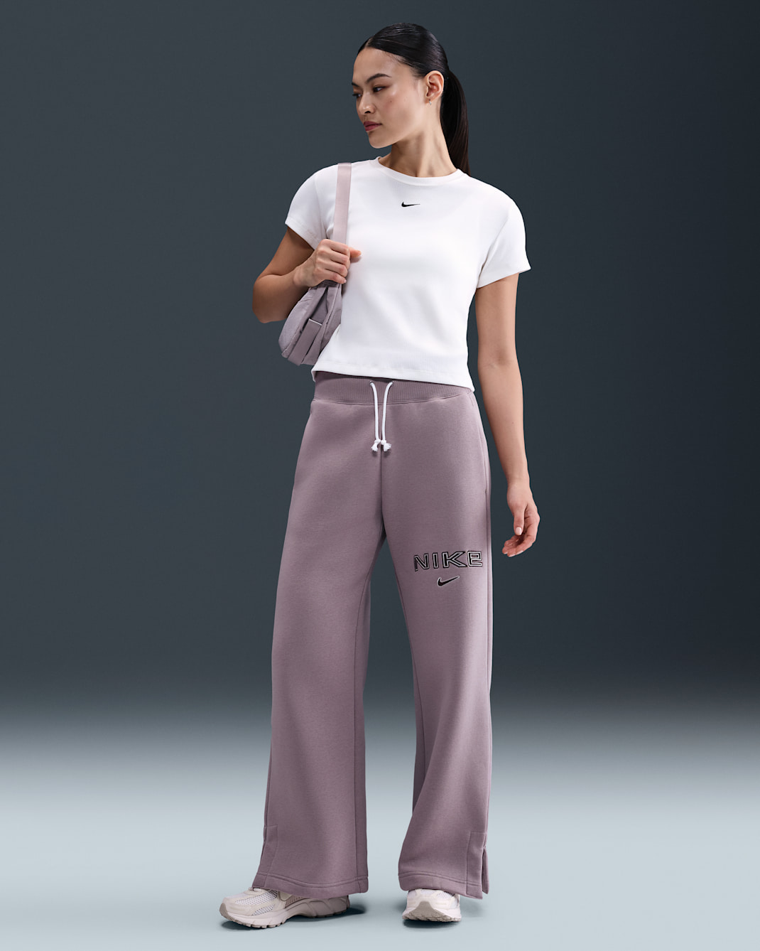 Nike Sportswear Phoenix Fleece Women's High-Waisted Wide-Leg Logo Pants - Light Violet Ore