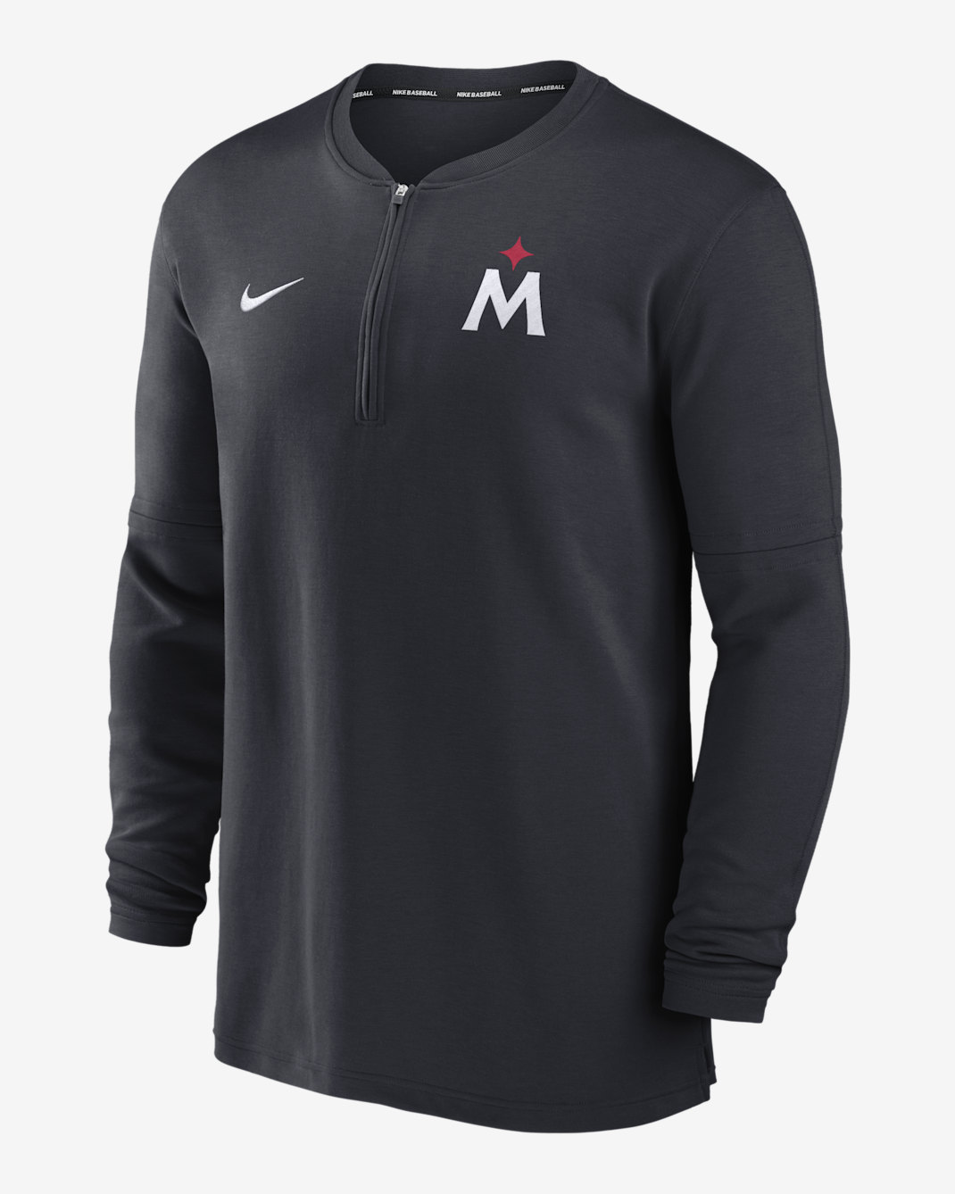 Playera de manga larga Nike Dri-FIT de la MLB de medio cierre para hombre Minnesota Twins Authentic Collection Game Time - Azul