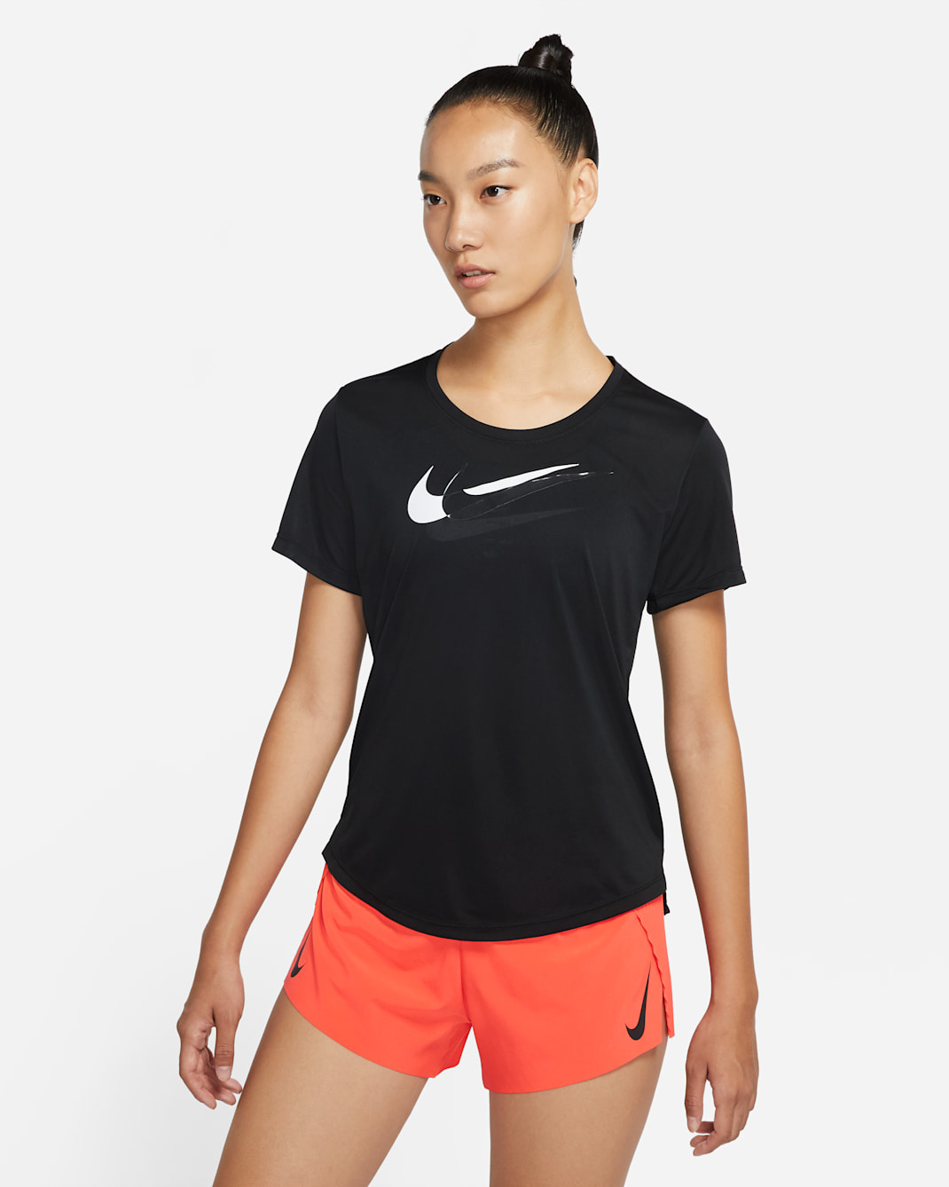 Nike Dri-FIT Swoosh Run Women's Short-Sleeve Running Top - Black/White