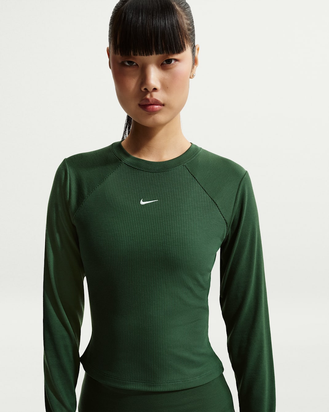 Nike Sportswear Chill Knit Women's Tight Long-Sleeve Ribbed Top - Fir/Sail