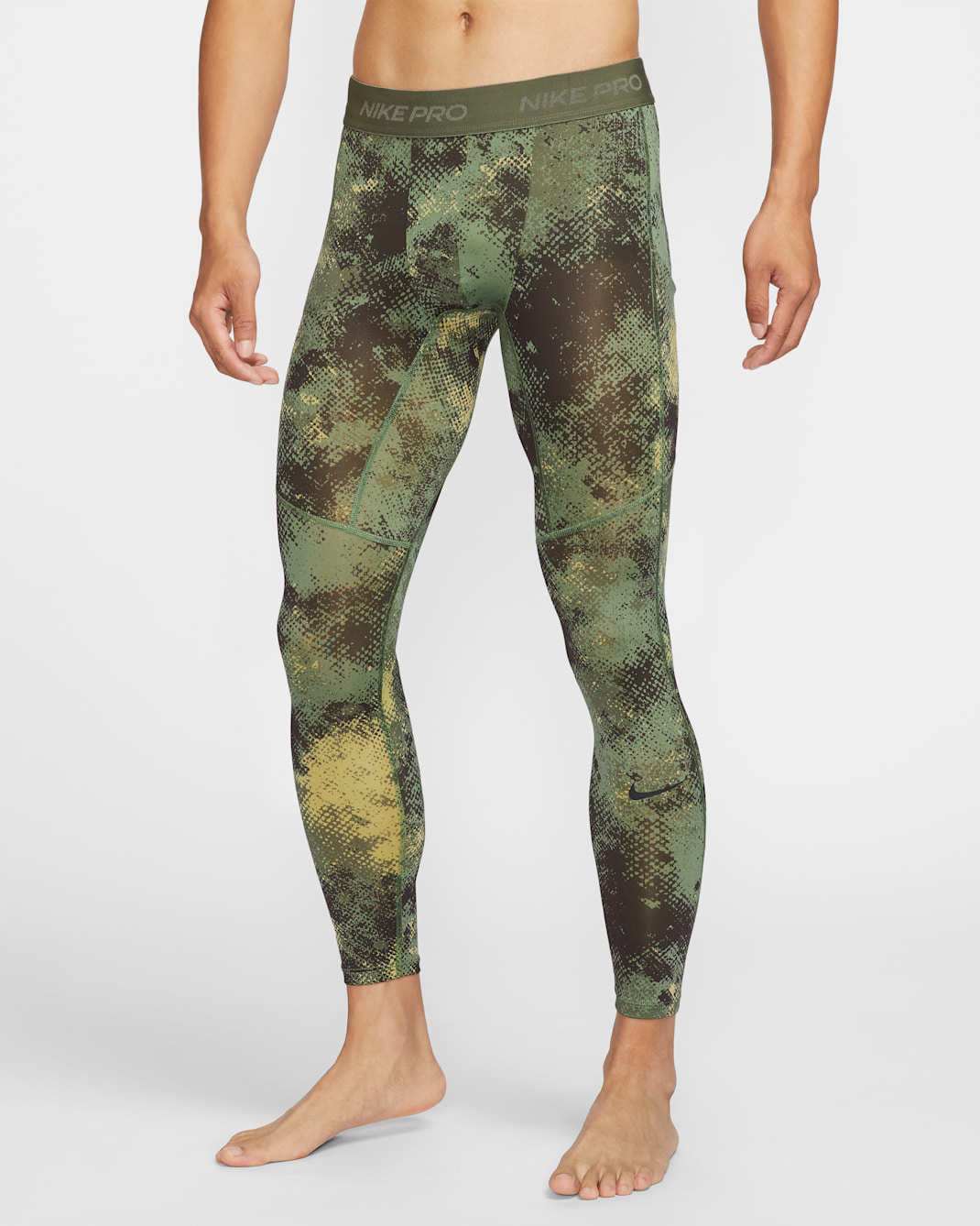 Nike Pro Camo Men's Dri-FIT Tights - Oil Green/Medium Olive/Black