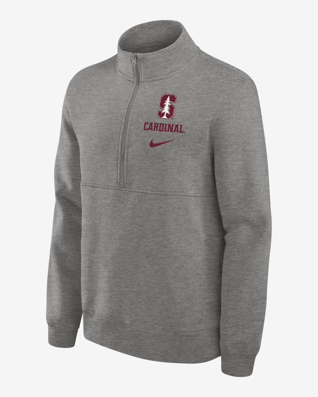 Sudadera de cuello redondo universitaria Nike de medio cierre para hombre Stanford Cardinal Primetime Club - Gris jaspeado