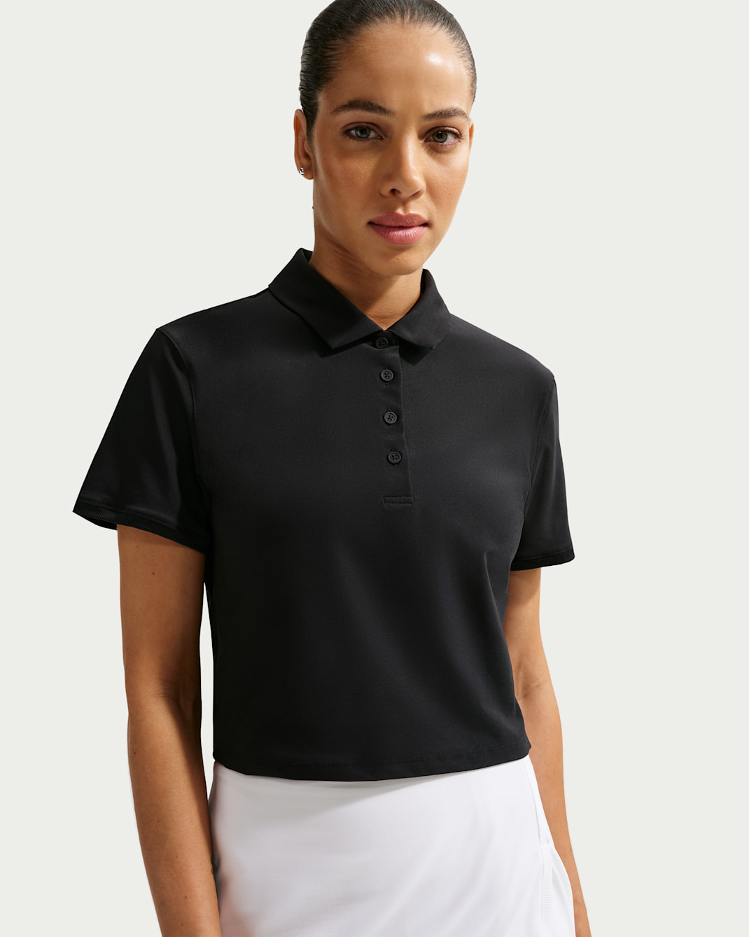 Nike Victory Women's Dri-FIT Short-Sleeve Cropped Golf Polo - Black/White