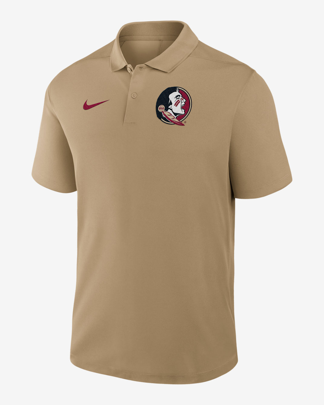 Polo universitario Nike Dri-FIT para hombre Florida State Primetime Victory Primary Logo - Tostado/Beige