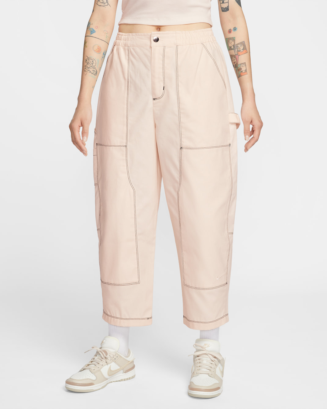 나이키 스포츠웨어 여성 루즈 로우라이즈 카펜터 팬츠 - 초크/아이스 실버/초크