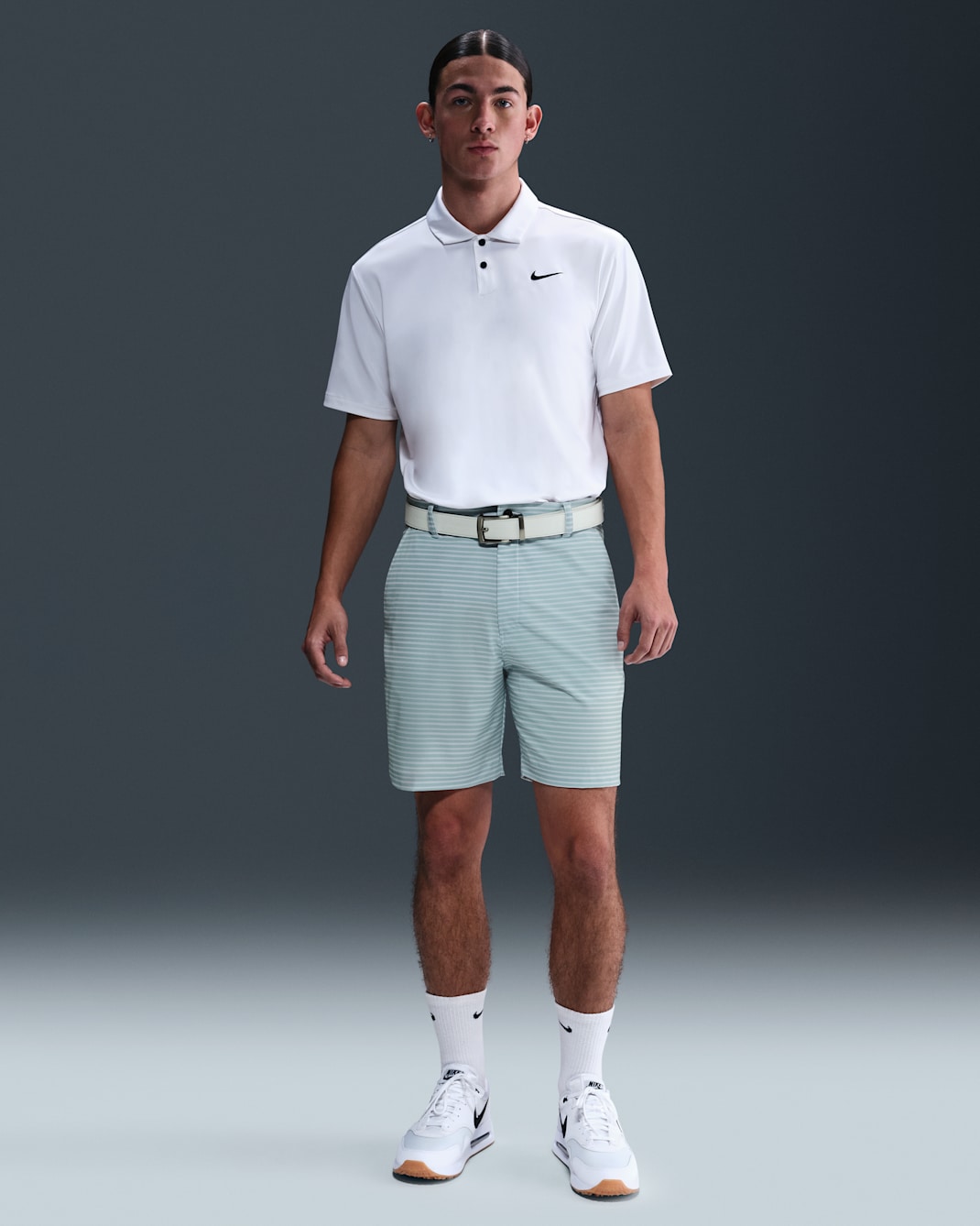 Nike Victory+ Men's Dri-FIT Striped Golf Shorts - Football Grey/Ocean Cube
