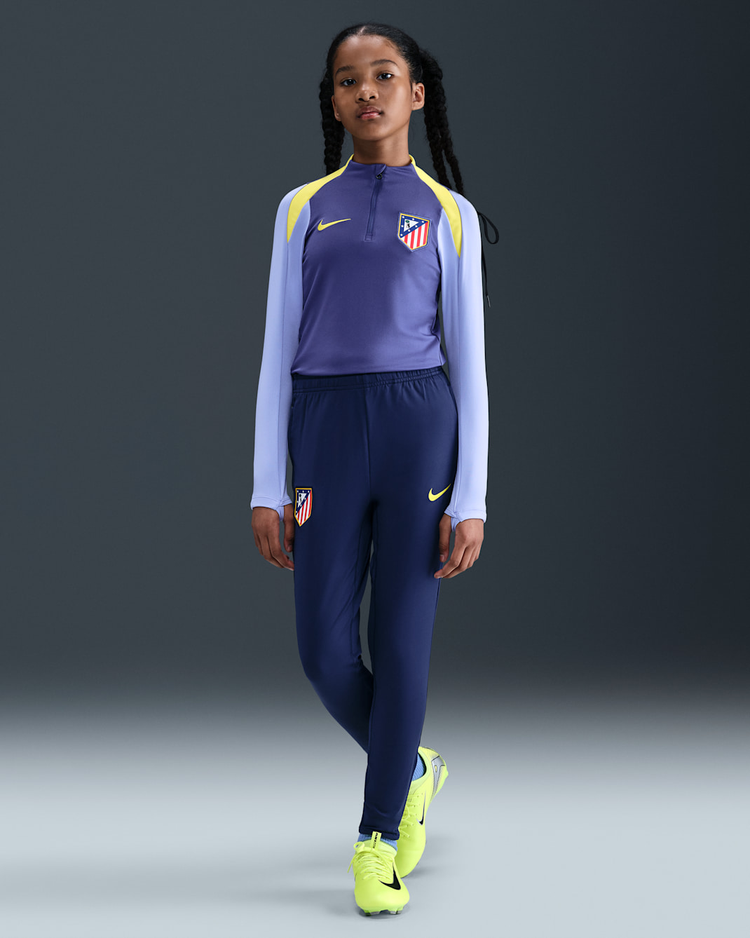 Atlético Madrid Strike Nike Dri-FIT kötött futballnadrág nagyobb gyerekeknek - Binary Blue/Vibrant Yellow/Vibrant Yellow
