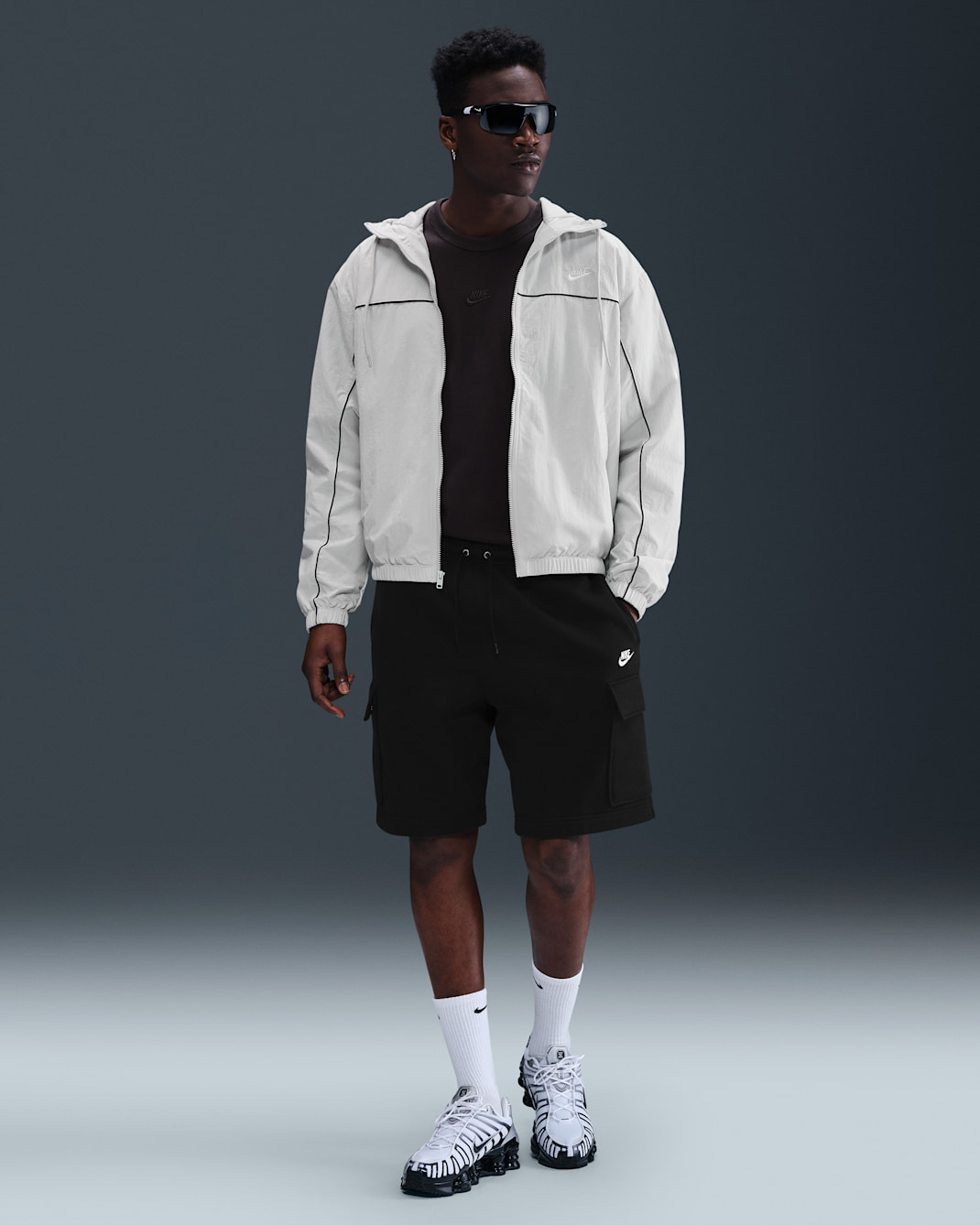 Nike Club Men's Fleece Cargo Shorts - Black/Black/White
