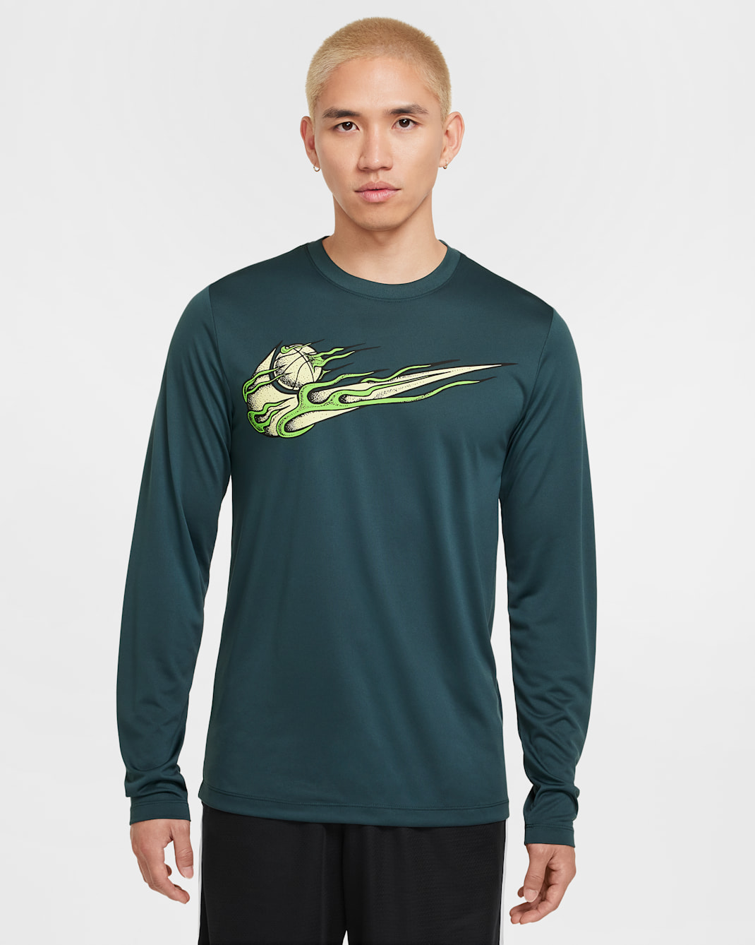 ナイキ メンズ Dri-FIT ロングスリーブ バスケットボール Tシャツ - ディープジャングル