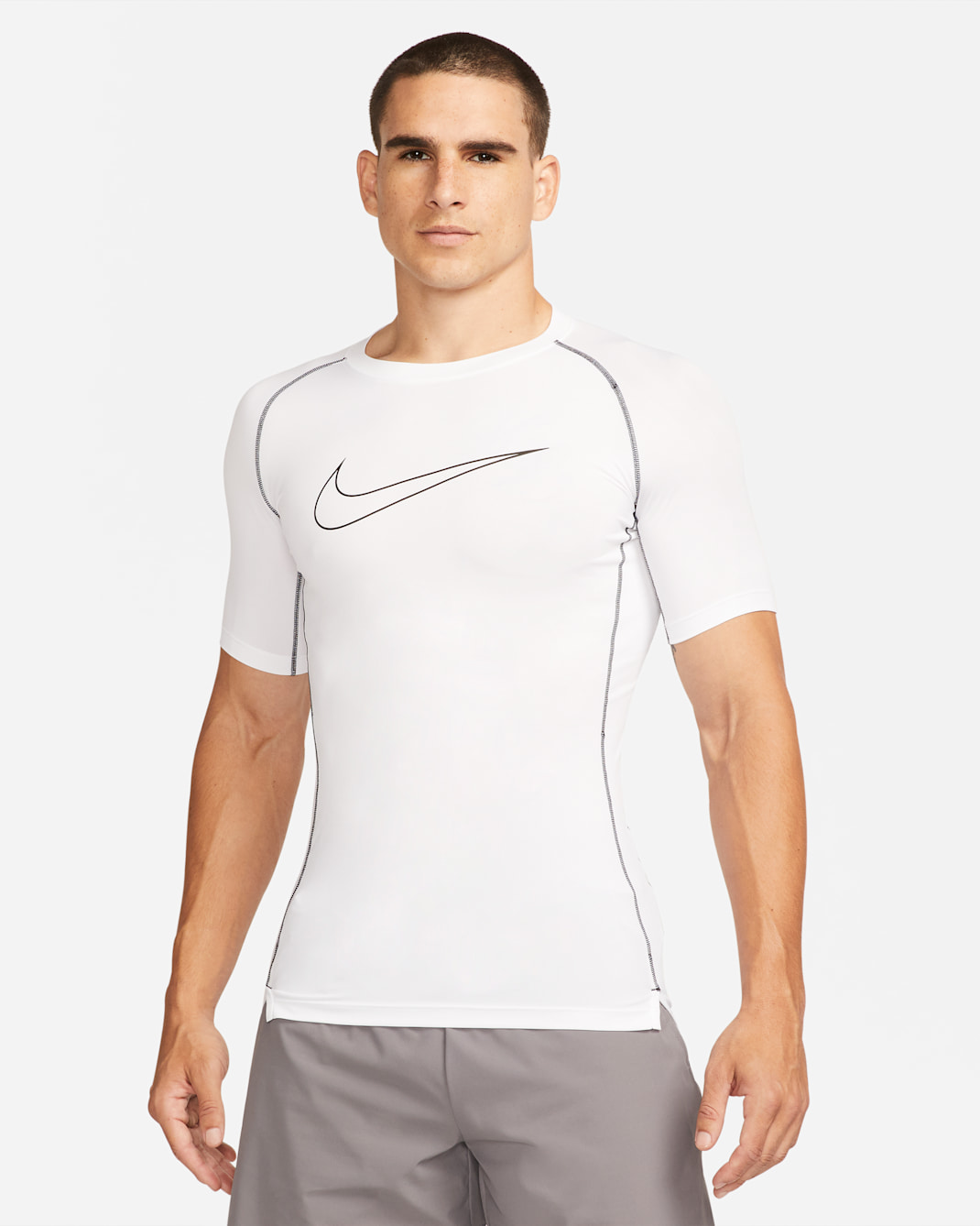 Playera de manga corta de corte ajustado para hombre Nike Pro Dri-FIT - Blanco/Negro/Negro