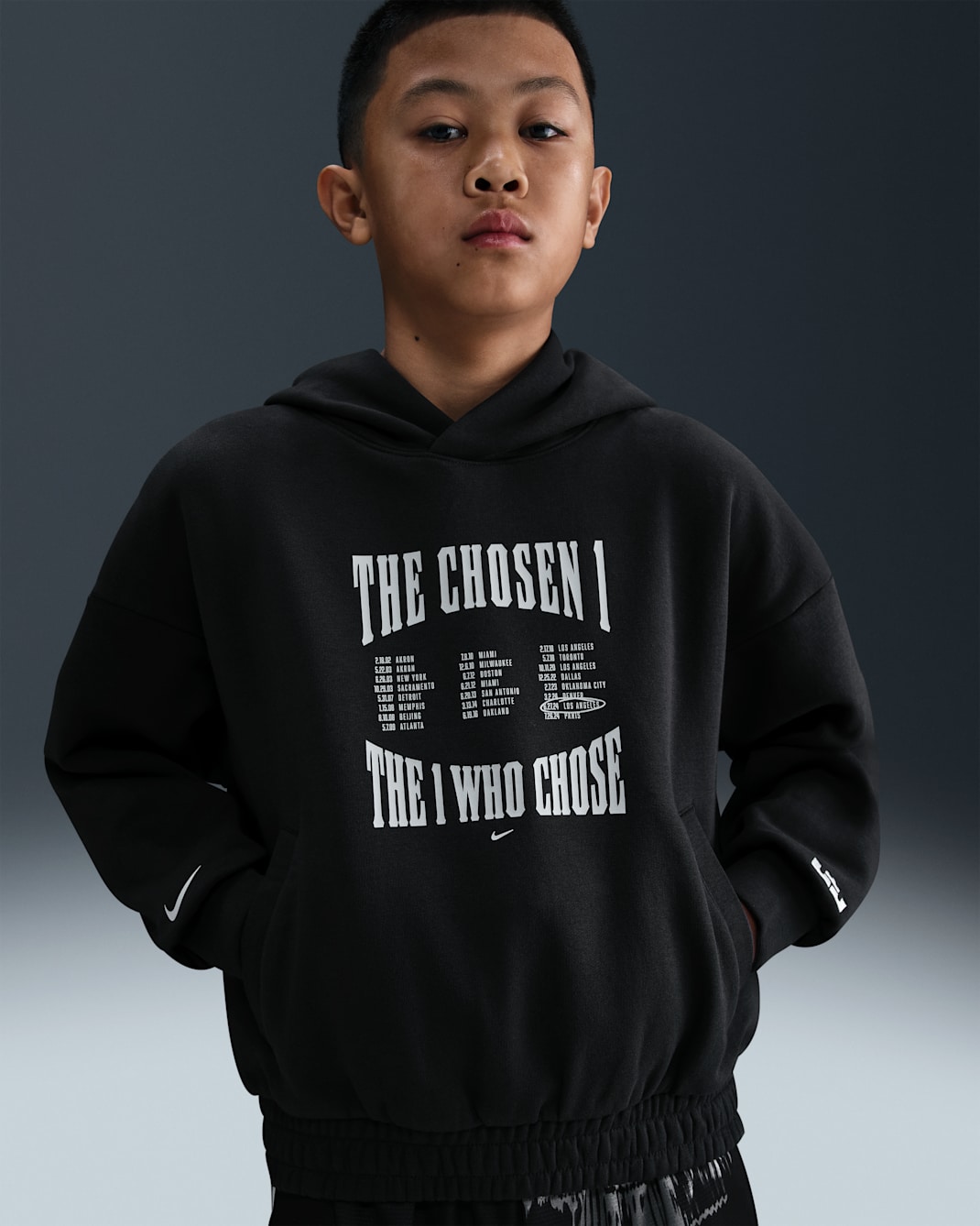LeBron "Chosen One" Big Kids' Pullover Hoodie - Off Noir/Vast Grey