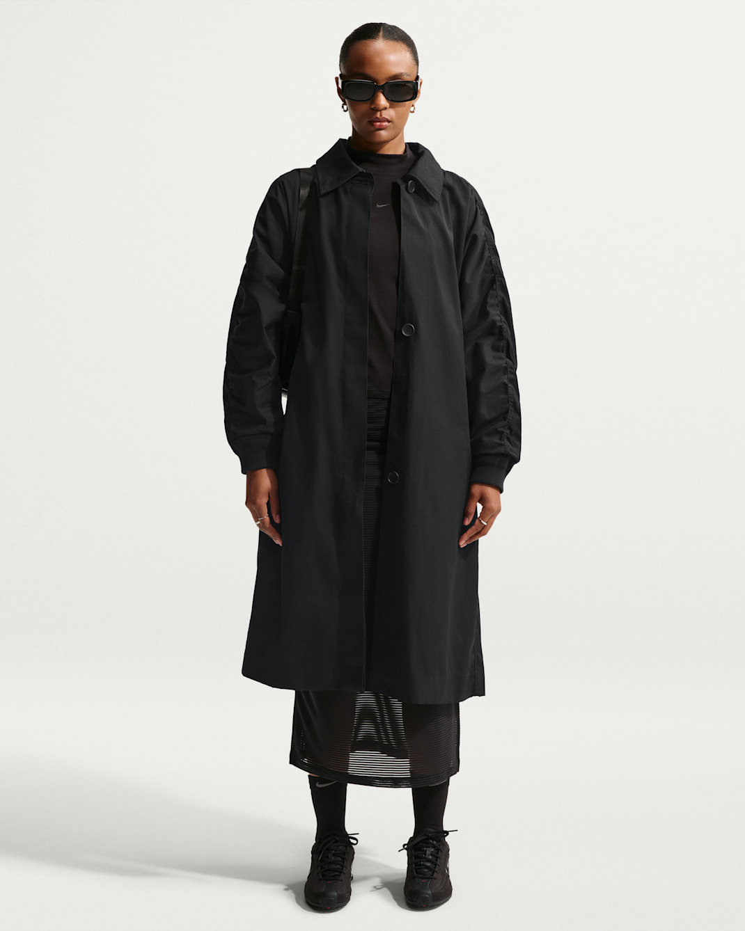 Trenchcoat i oversize-modell Nike Sportswear för kvinnor - Svart/Svart