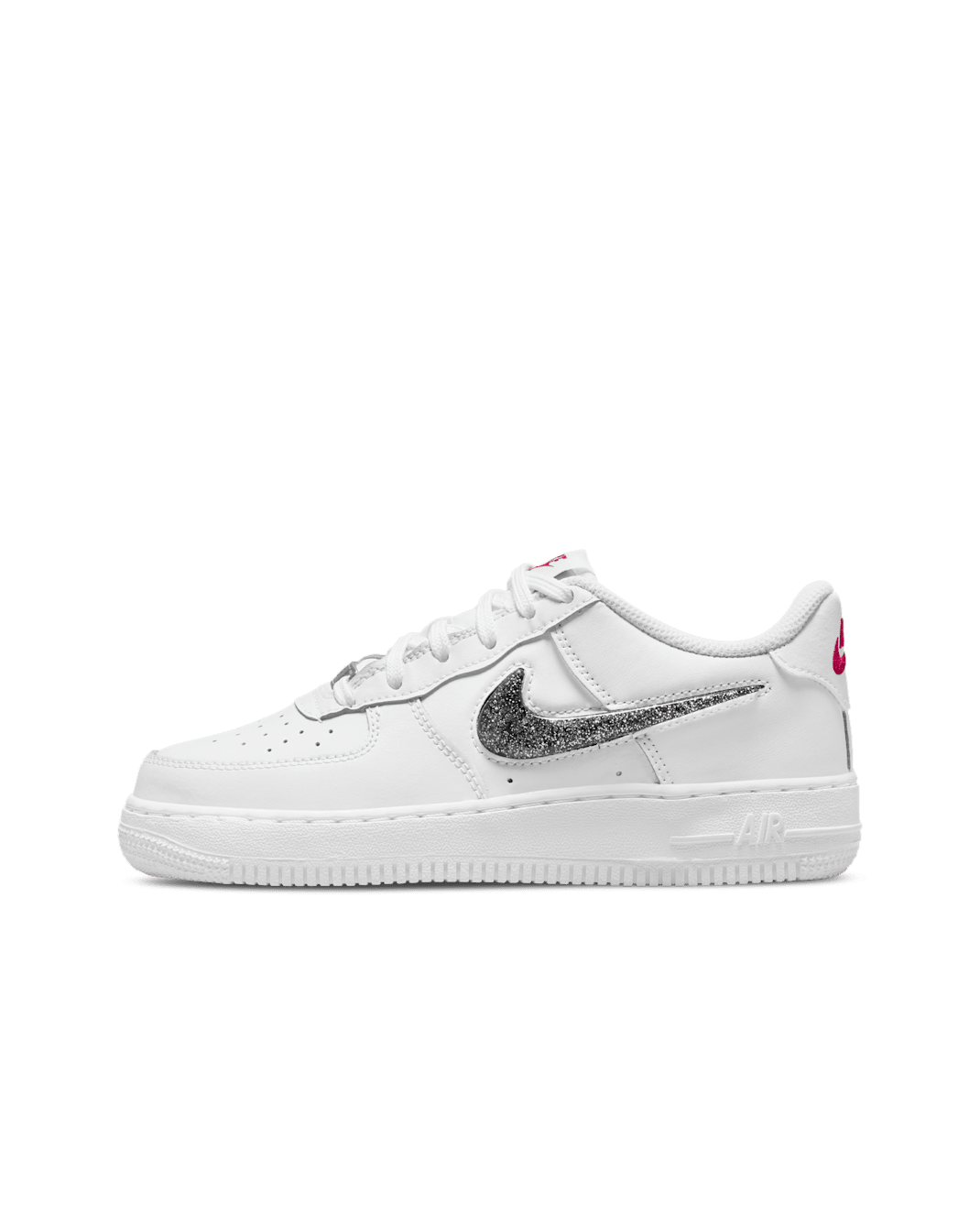 Nike Air Force 1 LV8 Older Kids' Shoes - White/Very Berry/Metallic Silver/Black