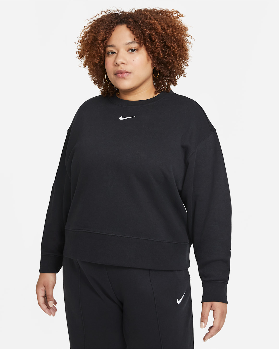 Nike Sportswear Collection Essentials Women's Oversized Fleece Crew (Plus Size) - Black/White