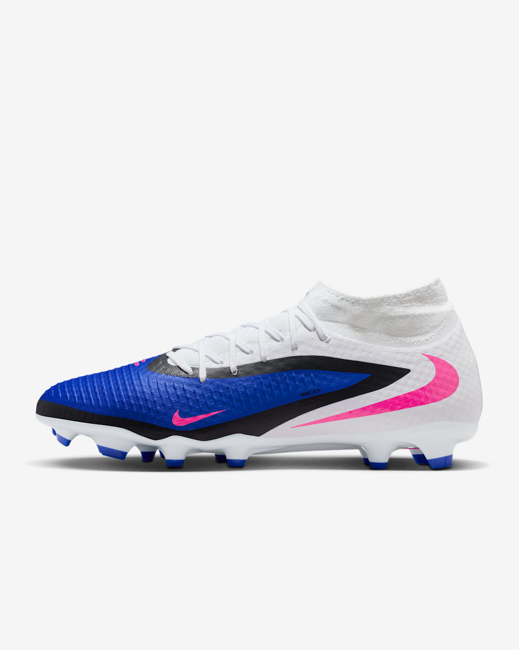 Nike Phantom 6 High Academy Tacos de fútbol para terrenos múltiples - Azul carrera/Blanco/Avalancha rosa