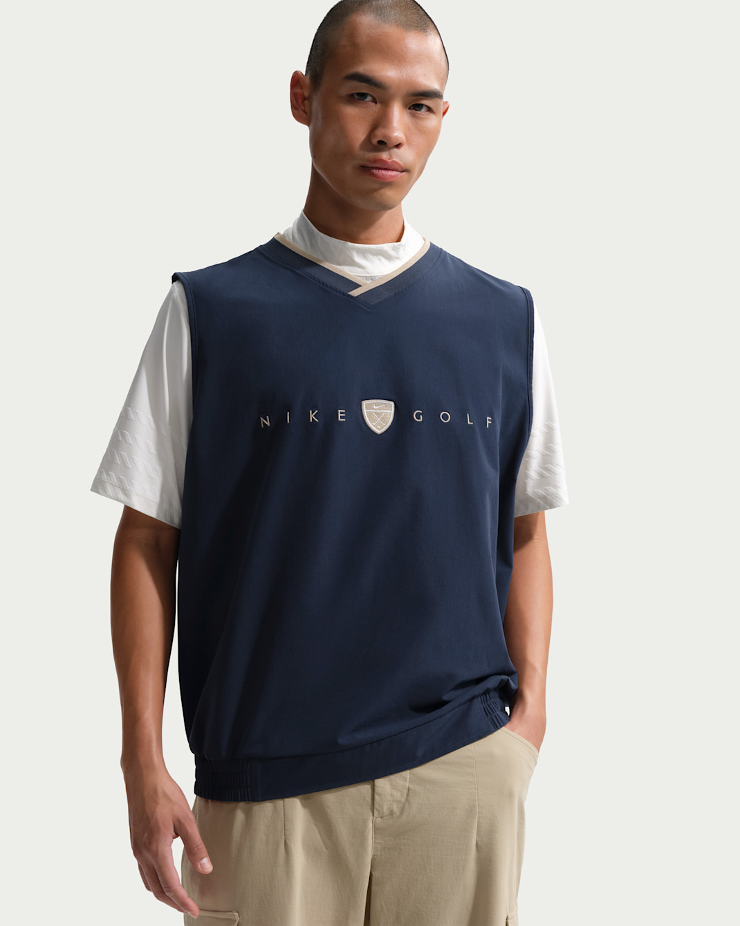 Nike Fairway Fresh Men's Dri-FIT Golf Wind Vest - College Navy/Limestone