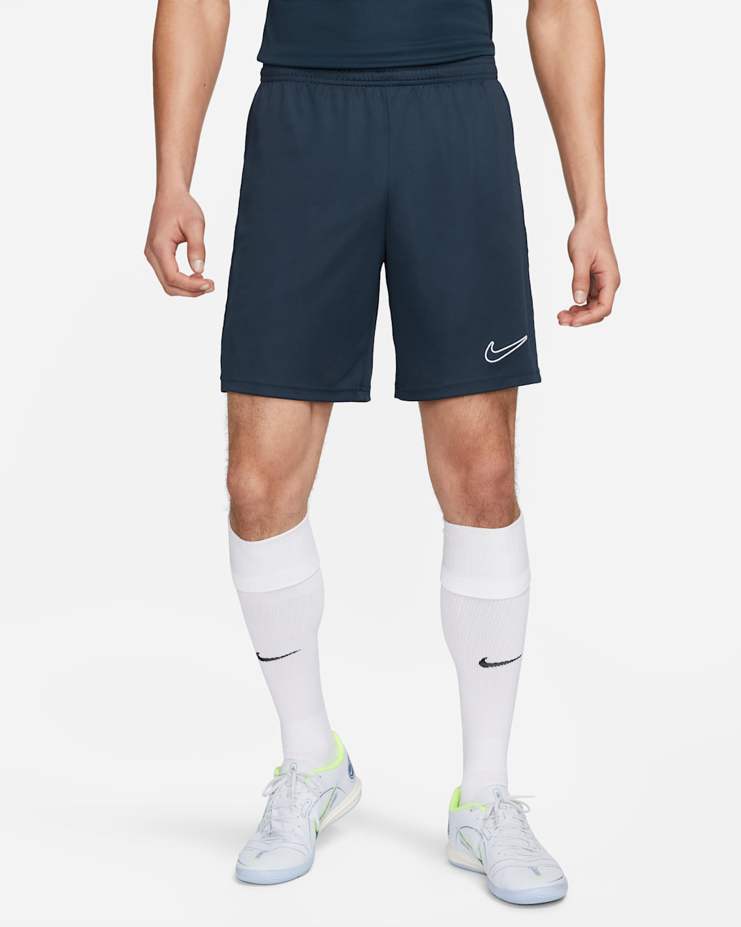 ナイキ Dri-FIT アカデミー メンズ ニット サッカーショートパンツ (ストック) - オブシディアン/オブシディアン/ホワイト