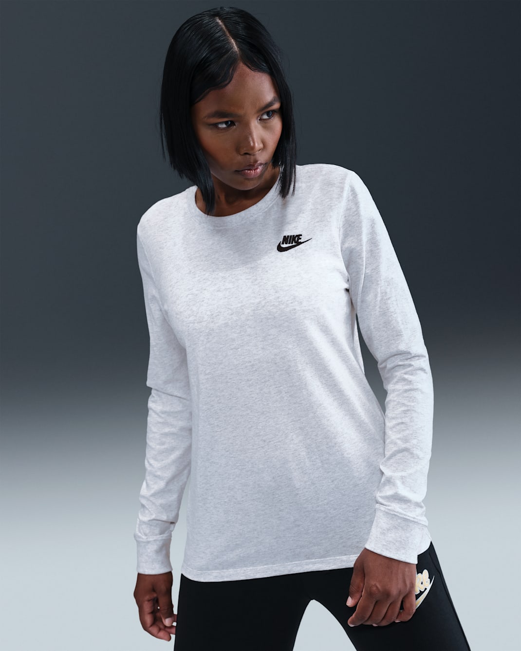 Nike Sportswear Club Women's Long-Sleeve T-Shirt - Birch Heather/Black
