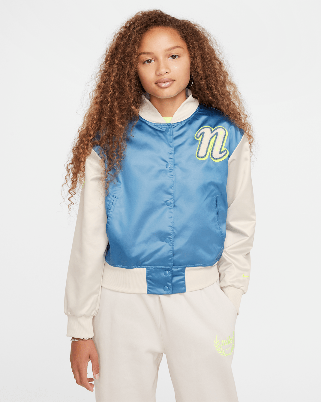 Nike Sportswear Girls' Varsity Jacket - Aegean Storm/Light Bone