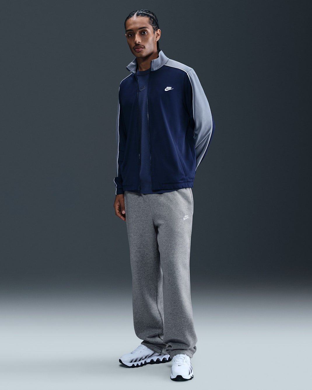 Nike Sportswear Club Men's Fleece Bungee Pants - Dark Grey Heather/Light Smoke Grey/White
