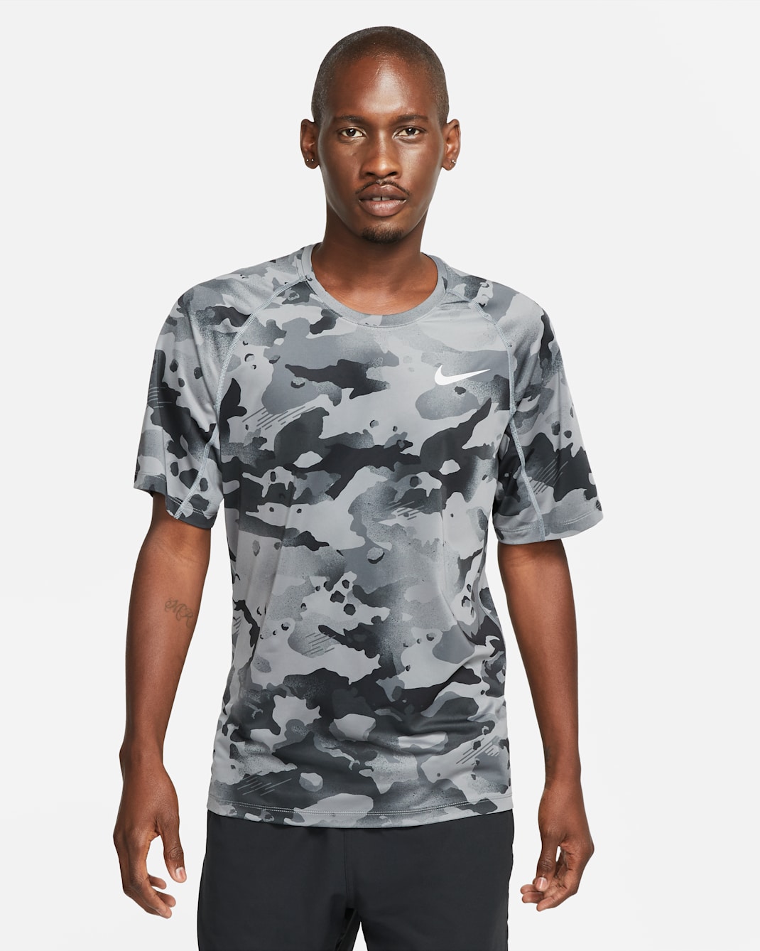 Nike Pro kortermet overdel med kamomønster til herre - Smoke Grey/Grey Fog