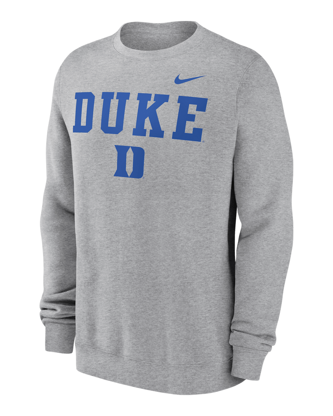 Duke Blue Devils Primetime Primary Stack Men's Nike College Pullover Crew - Dark Grey Heather
