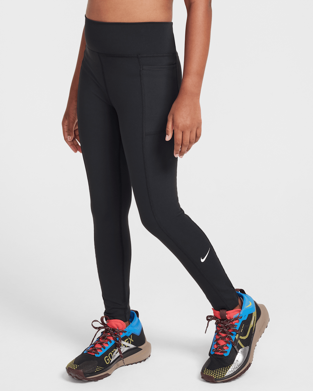 Nike One Big Kids' (Girls') Dri-FIT High-Waisted Leggings with Pockets - Black/White
